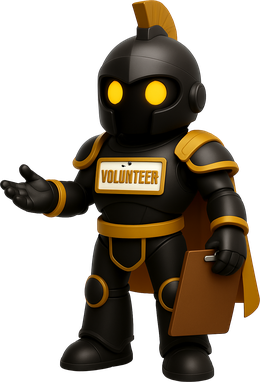 Spartan Design volunteer robot mascot