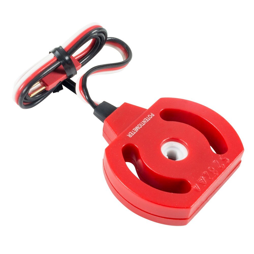 Older red 3-Wire Potentiometer — red rounded housing with two arc-shaped mounting slots